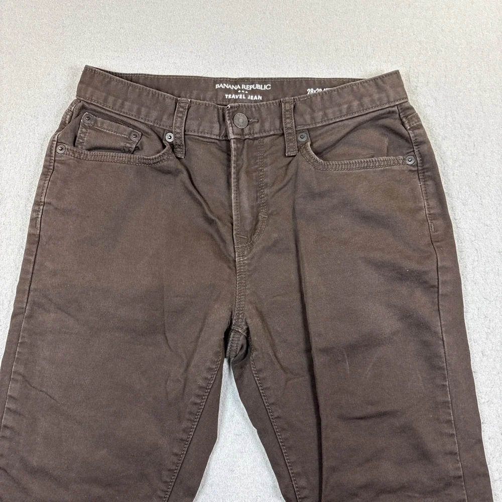 Banana‎ Republic Travel Jean Athletic Fit Jeans Men 28X28 Brown 5 Pocket 28x28